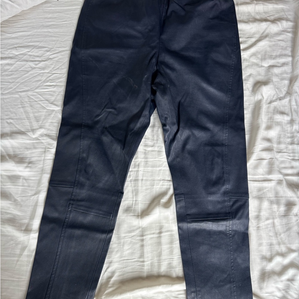 Ralph Lauren Midnight Blue leather slim leg pants